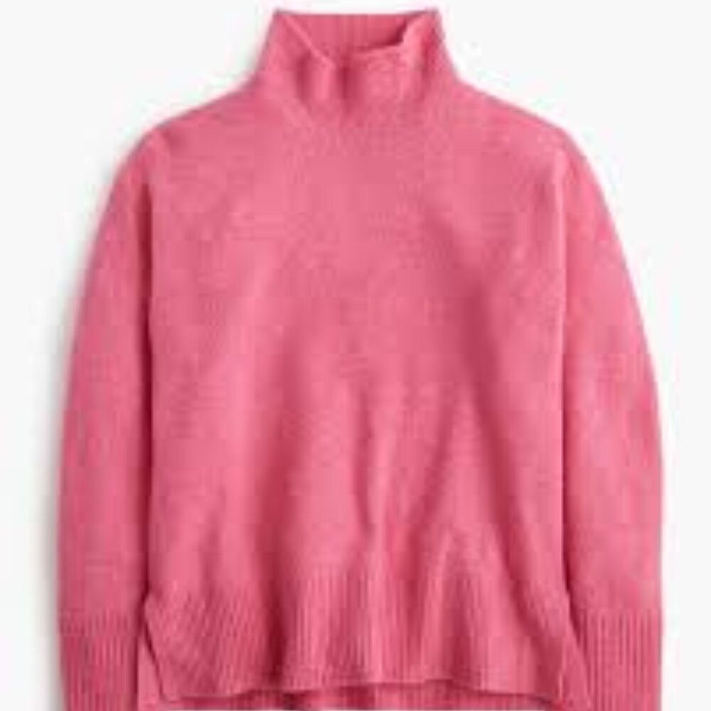 J. Crew Factory Mockneck Sweater Extra Soft Yarn, Sz M, Pink, NWT